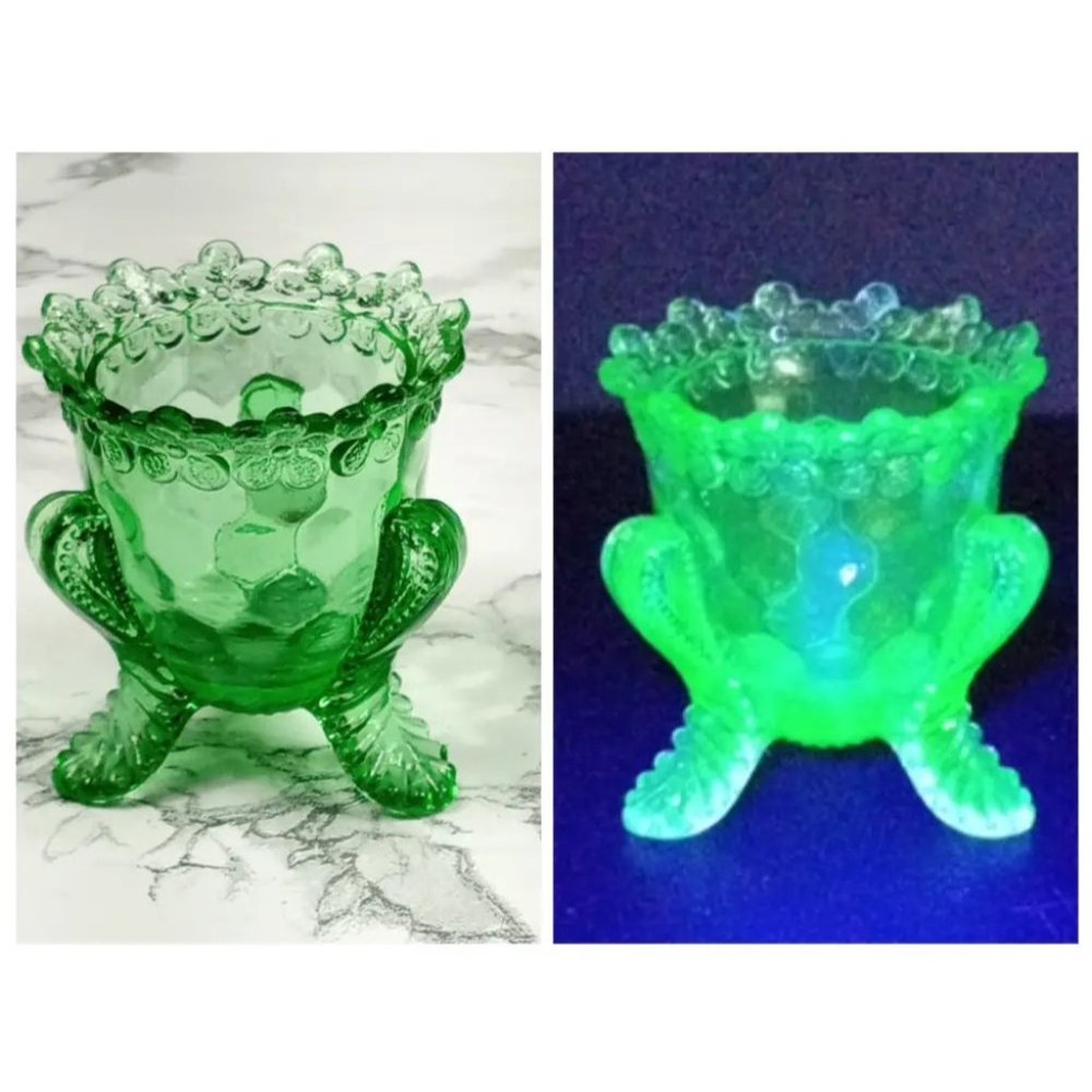 Degenhart Glass Forget Me Not Trinket Toothpick Paperweight Vtg